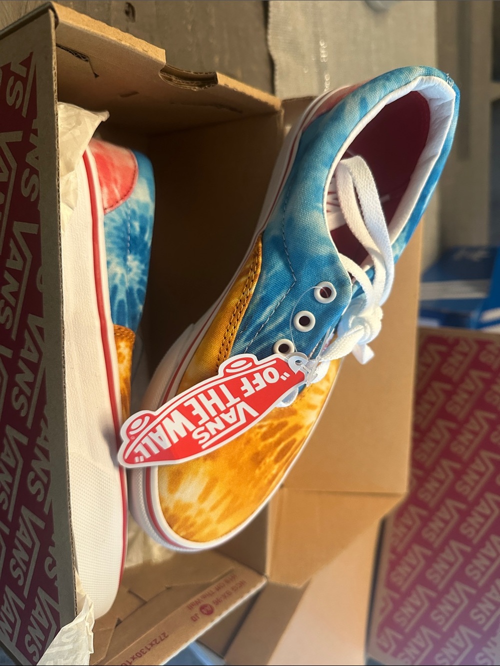 Vans Kids Tie-Dye Low Top Sneakers - Blue/Yellow/Red